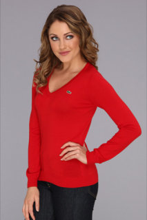 lacoste v neck sweater women's